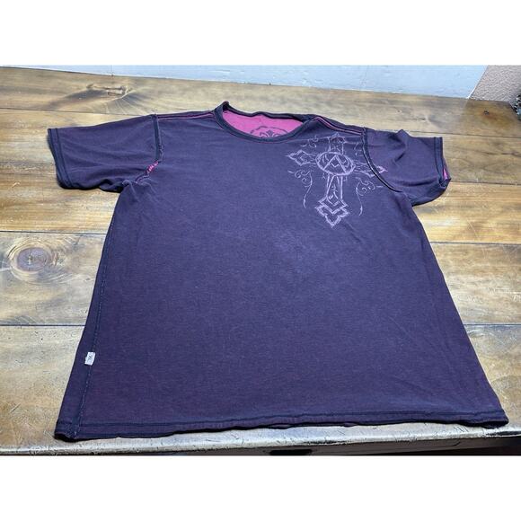 Affliction Mens Reversible Graphic T-Shirt Red Distressed Size XL - Picture 6 of 8